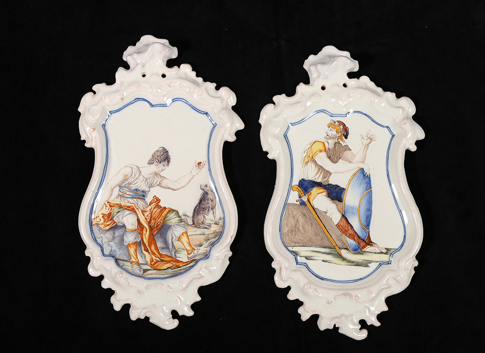 TWO ALCORA FAIENCE PLAQUES