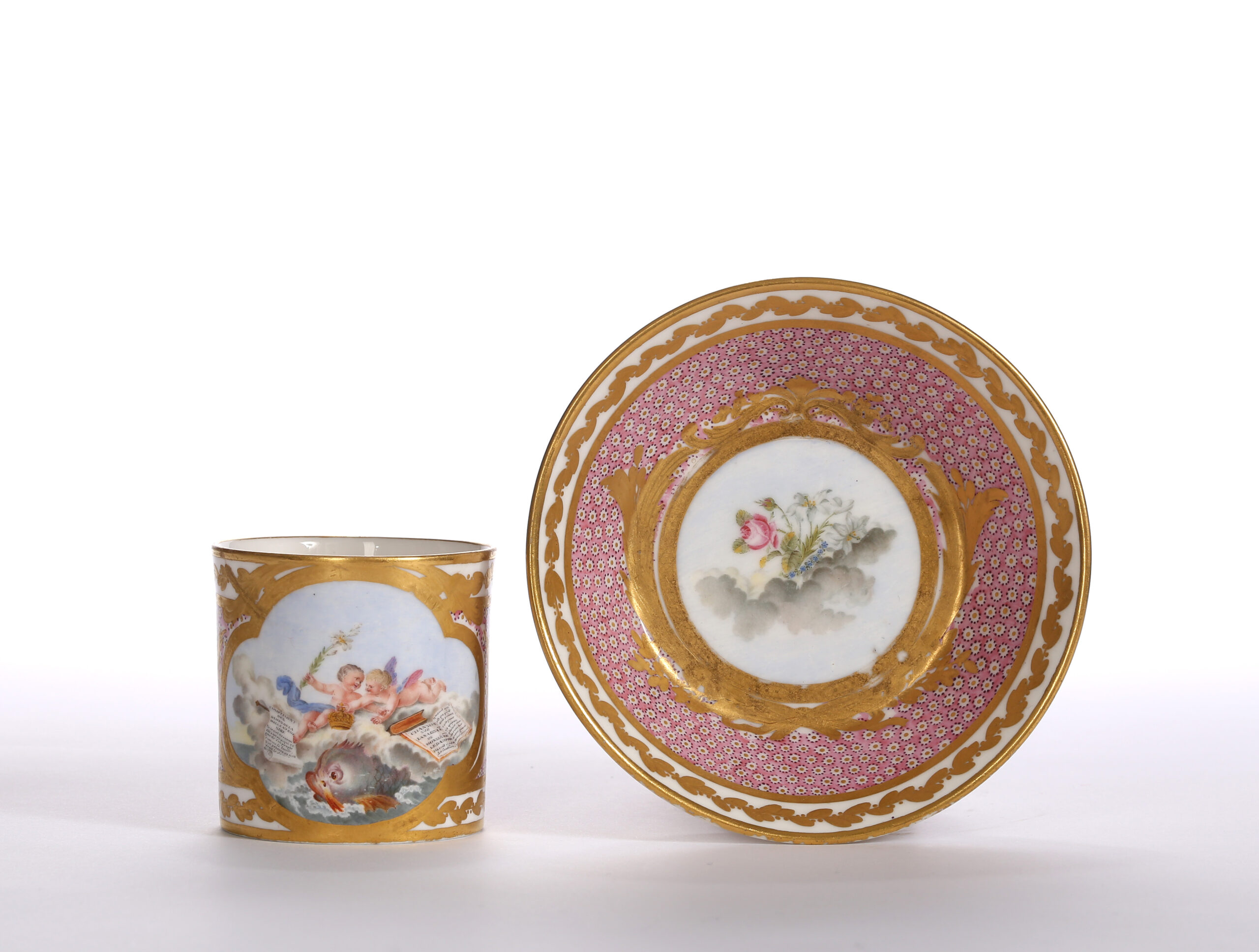 A SÈVRES SOFT PASTE GOBELET LITRON ET SOUCOUPE