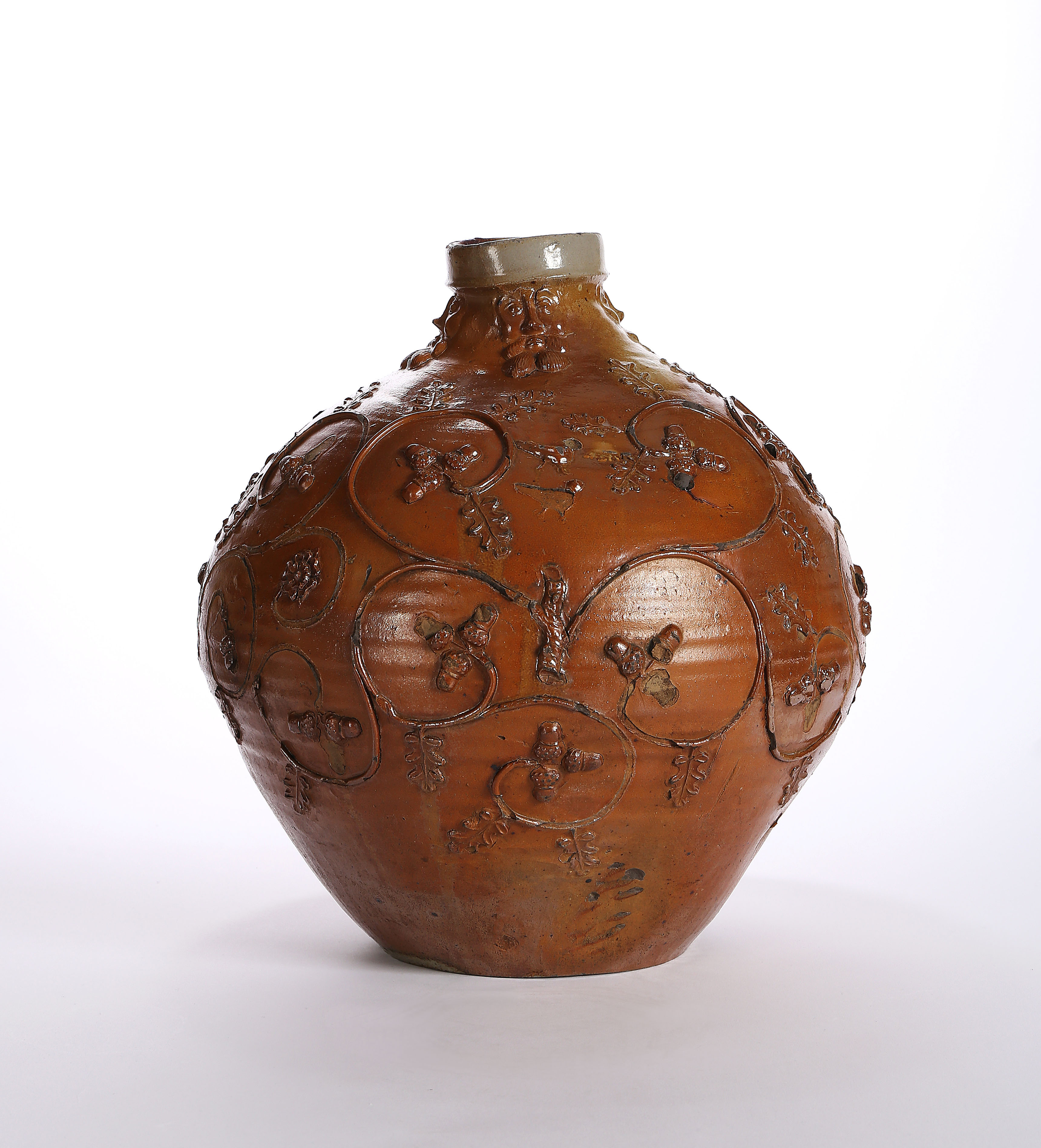 AN EARLY AND VERY LARGE SALT-GLAZED STONEWARE BELLARMINE