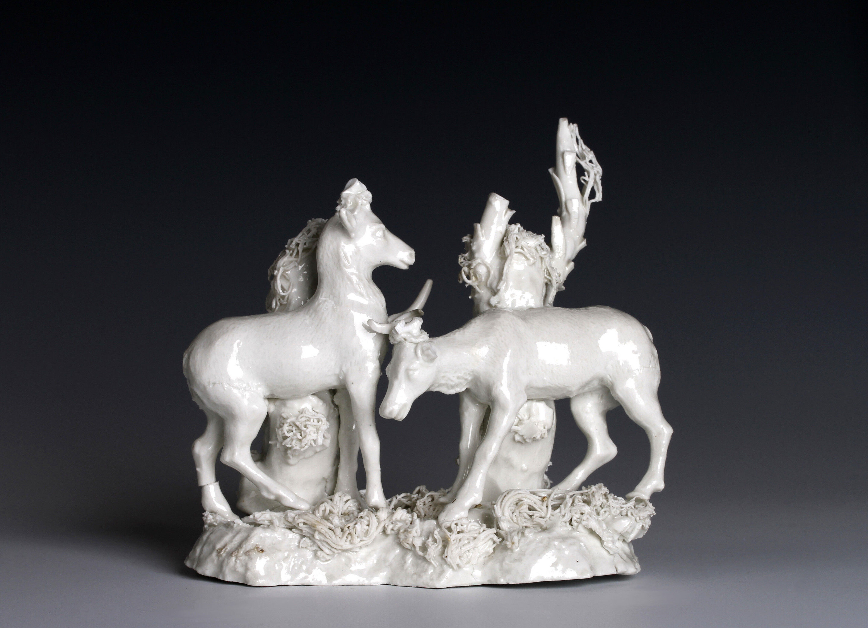 Würzburg Porcelain white group of two deer